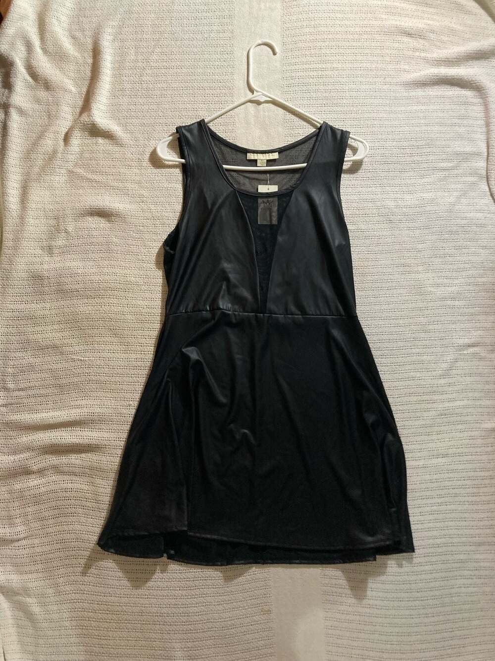 Nicki Minaj Black Faux Leather Sleeveless Dress